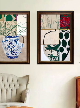 popart现代艺术装饰画客厅撞色小众艺装饰画术卧室中古风复古壁画