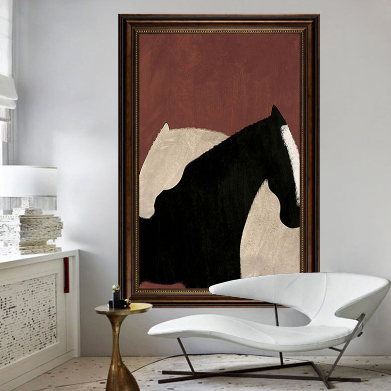 现代风格小众艺术挂画法式骏马客厅玄关装饰画卧室轻奢高级感壁画