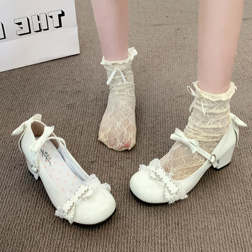 鞋子高智感穿搭2026春秋新款蝴蝶结粉色甜美玛丽珍鞋女增高1009e