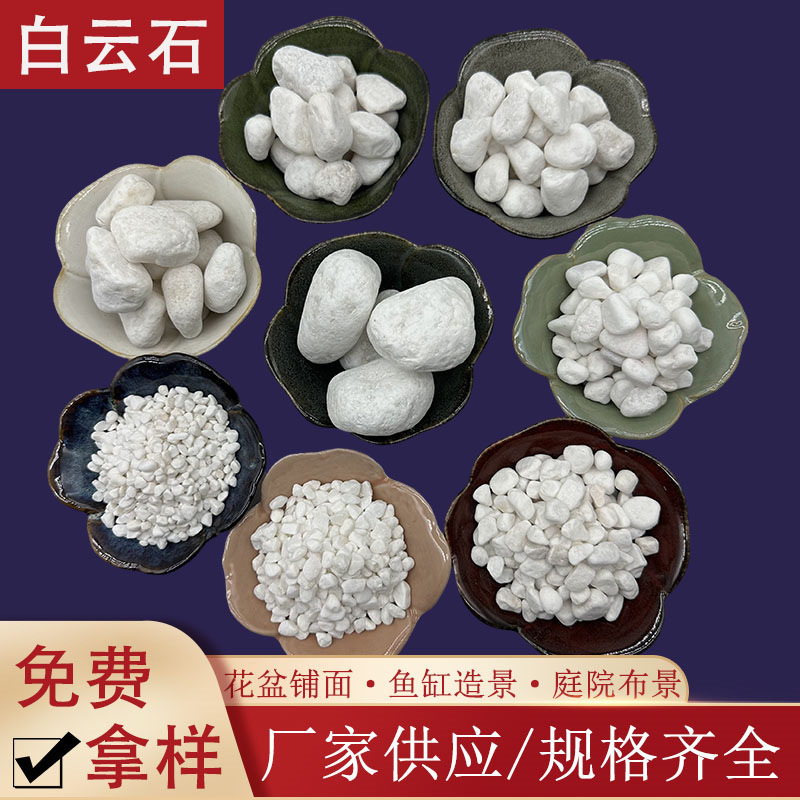 厂家批发白石子庭院铺面铺地装饰鱼缸枯山水造景石白卵石天然