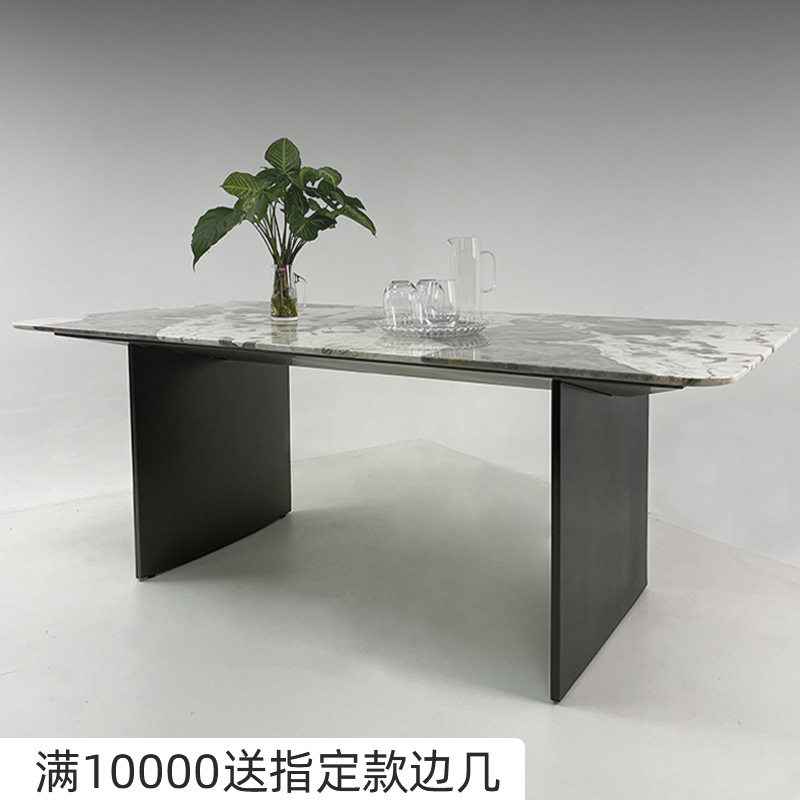 天然大理石林哈餐桌意式轻奢高端奢石饭桌别墅长方形大理石餐桌