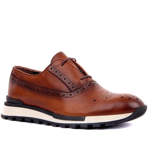 极速Sail Lakers-Tan Leather Lace-Up Men Casual Derby Shoes 2