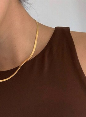 好货Fashion  Gold Necklace 4MM/40-45-50CM Blade Necklace Sna