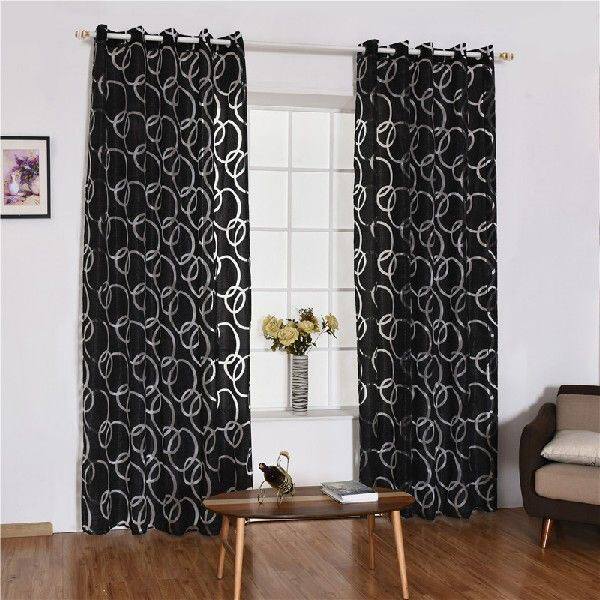 极速Modern Black Plaid Tulle for Window Sheer Curtains Home - 实物图