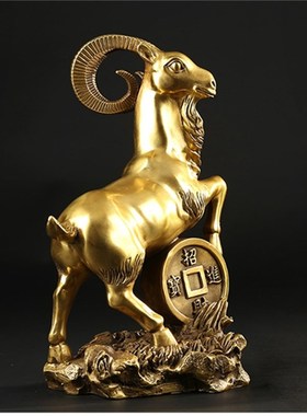 纯铜羊摆件金钱羊铜工艺品家居装饰品摆设礼品生肖羊属羊招财摆设