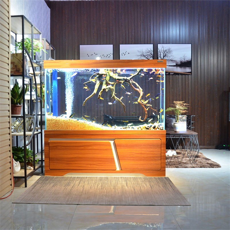 超白玻璃鱼缸下过滤屏风隔断落地式家居鱼缸生态中大型水族箱