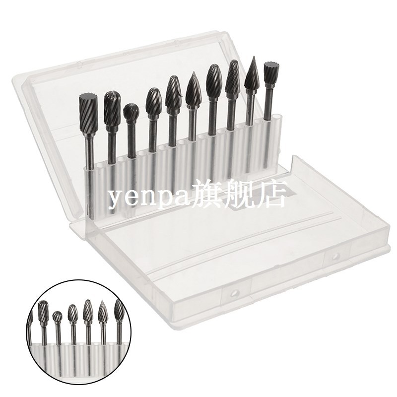 10Pcs/set Tungsten Steel Carbide Rotary Burrs Set Accessorie