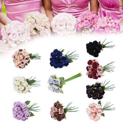 好货12 Heads Simulation Artificial Rose Flower Silk Bouquet