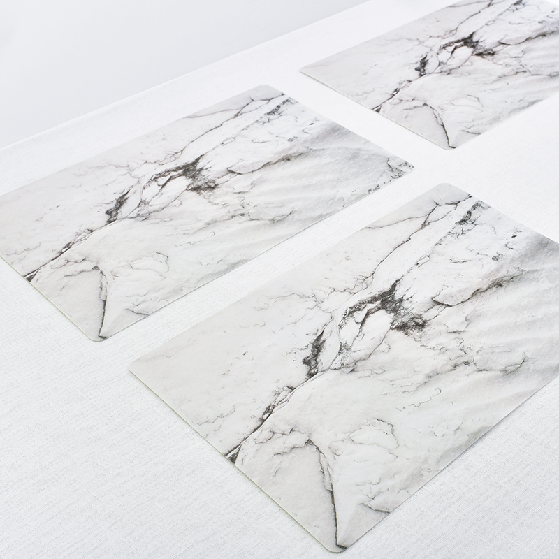 2Pcs Placemat Marble Pattern Stripe PVC Mat Table Mats Plate