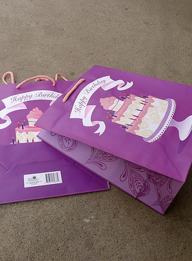 一组10个 订单尾款紫色 蛋糕 生日礼品袋 回礼袋 礼物纸袋 服装袋