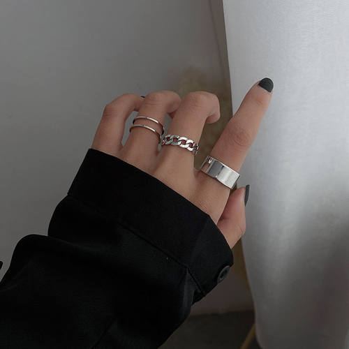 极速2021 New Hiphop/Rock Metal Geometry Circular Punk Rings