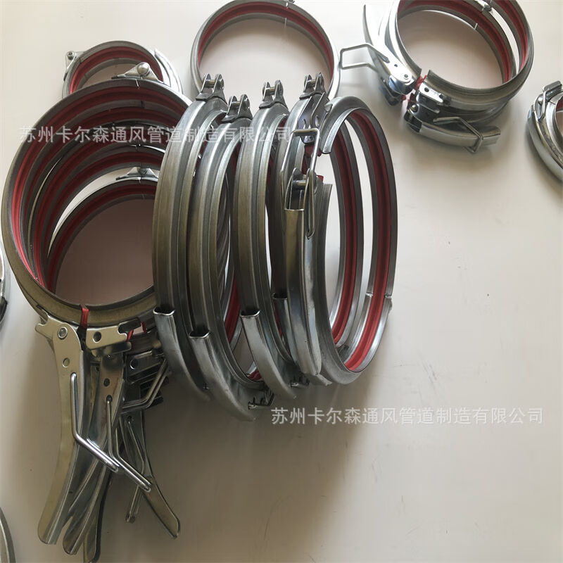 304不锈钢管道卡箍镀锌快连手压式V型管夹快拆老式通风管抱箍304