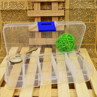 好货10 Grids Compartments Plastic Transparent Organizer Jewe