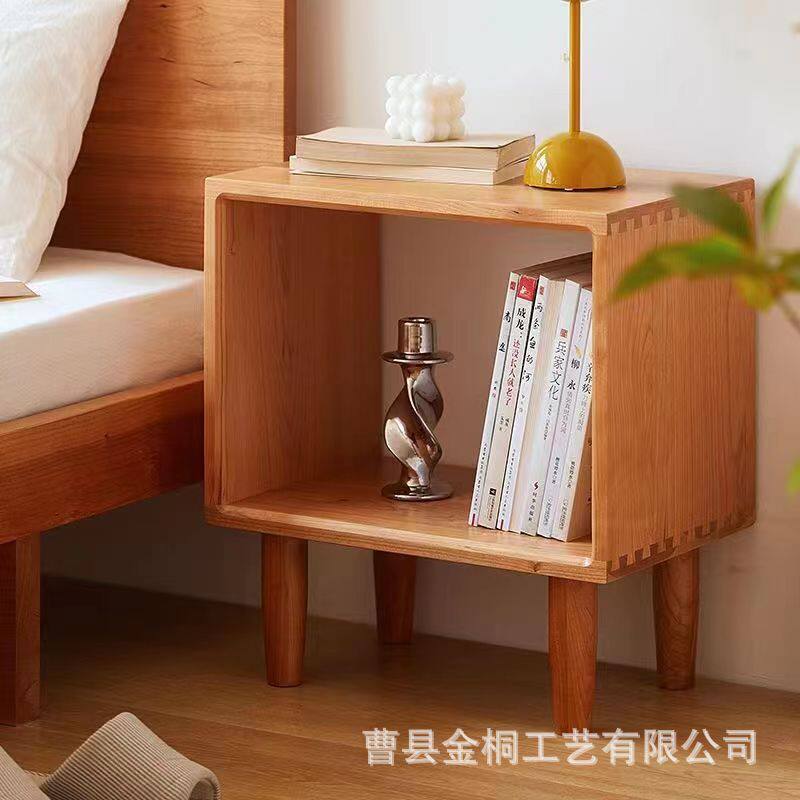 北欧实木床头柜简约家居卧室床边柜杂物收纳柜木质双层多用书柜