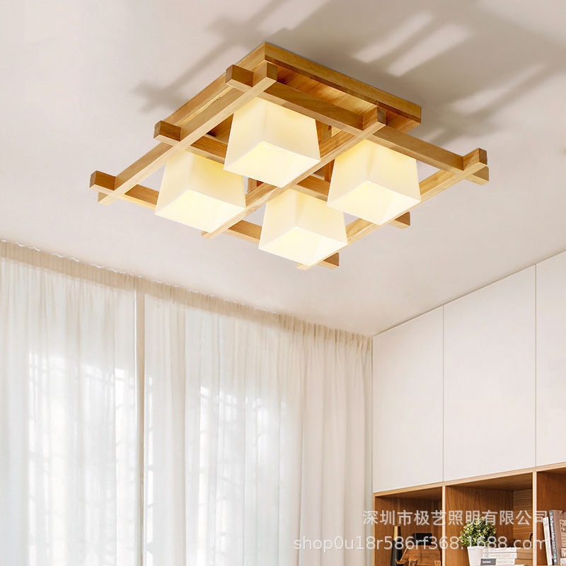 北欧原木客厅灯卧室灯新中式实木led吸顶灯榻榻米主卧吸顶灯