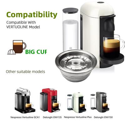 不锈钢可重复使用的咖啡胶囊过器兼容VERTUOLINE咖啡胶囊机