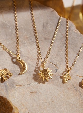 欧美不锈钢大象莲花爱心单吊坠项链炉内真空电镀18K金保色