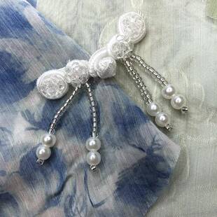 钉珠珍珠盘扣复古中式礼服旗袍秋款袖扣新汉服水貂毛盘扣装饰对扣