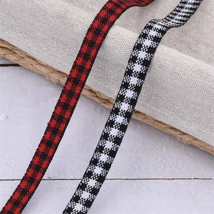 绳圣诞装 节日礼品包装 饰带 红黑白格子织带 亚马逊欧美仿麻经典