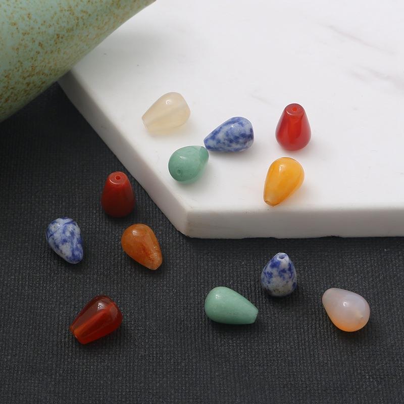 天然玛瑙直孔水滴珠吊坠 手工自制神棍直杆发簪配件耳饰品材料