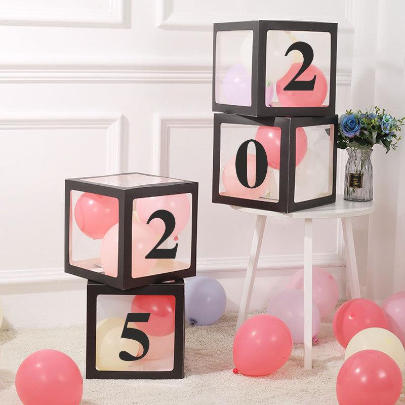 2025年毕业季黑色GRAD气球盒子跨境亚马逊派对场景布置气球盒