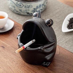 创意陶瓷茶宠茶桌摆件可爱茶盘茶台烟灰缸茶玩茶艺个性茶具零配件