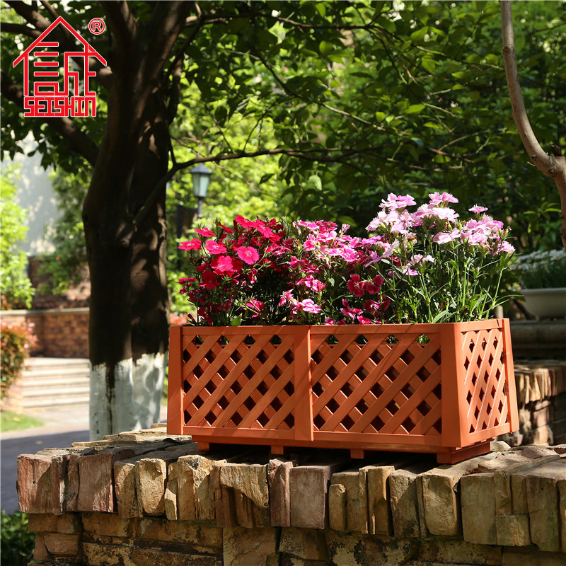 诚信 镂空格子花盆 长方形塑料花盆阳台绿植种菜盆 庭院网格花槽