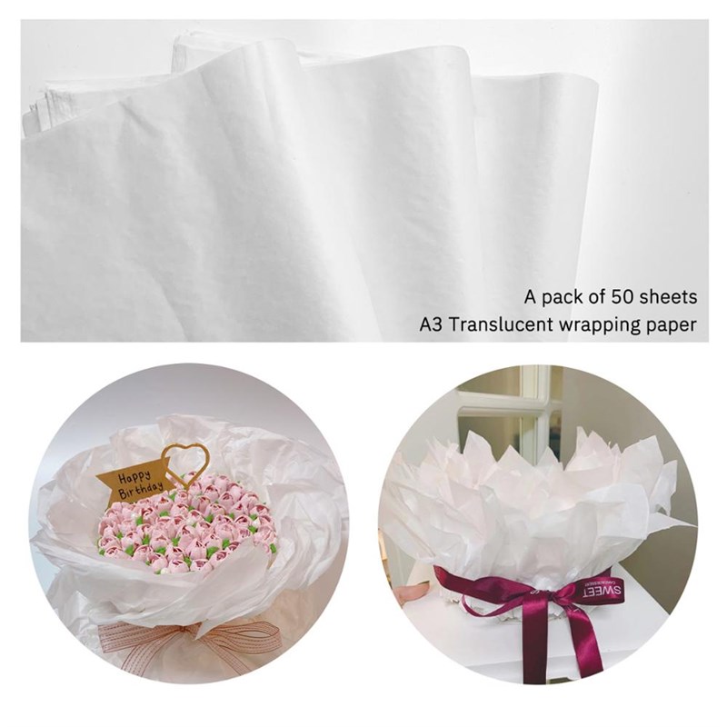 50张/包A3白色雪梨纸礼品盒包装纸半透明产品包装工艺品包装防潮