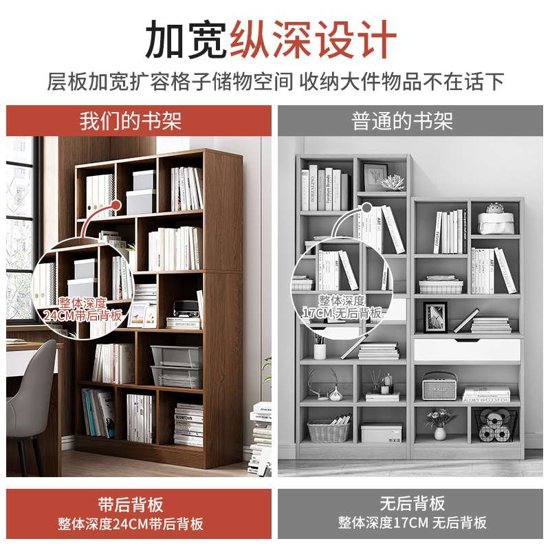书柜家用防尘带门置物架大容量储物柜客厅多层格子柜自由组合书架