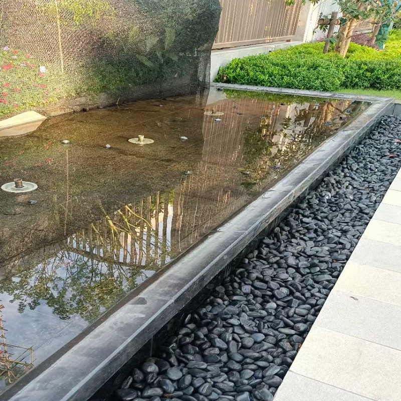 抛光雨花石黑色鹅卵石园艺装饰庭院铺路精品雨花石造景石头