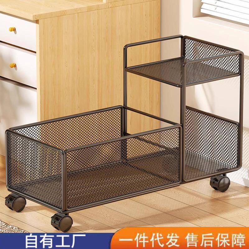 收纳箱桌下书包分层置物架落地带滑轮书包整理神器可移动置物架子