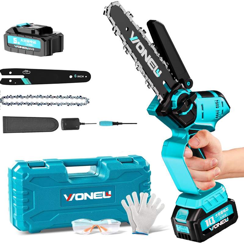 万牛锂电电链锯小型家用锂电锯充电式园林修枝伐木锯电锯锯木头