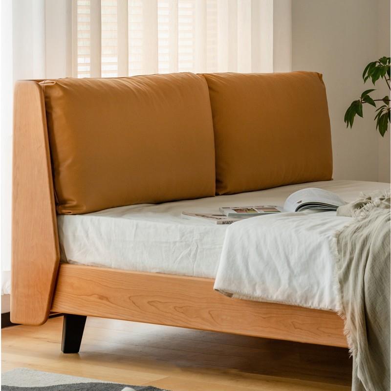 欧拉家具北欧软包实木床日式樱桃木1.5小户型主卧1.8米简约双人床