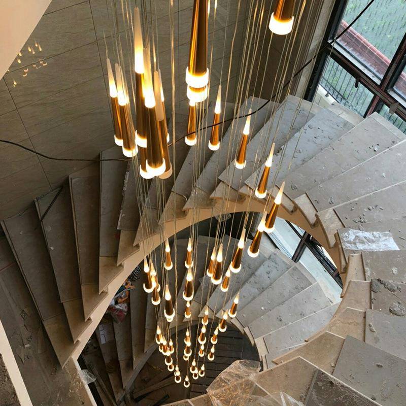 北欧楼梯间loft长吊灯大客厅楼中楼简约现代别墅旋转转角复式灯具