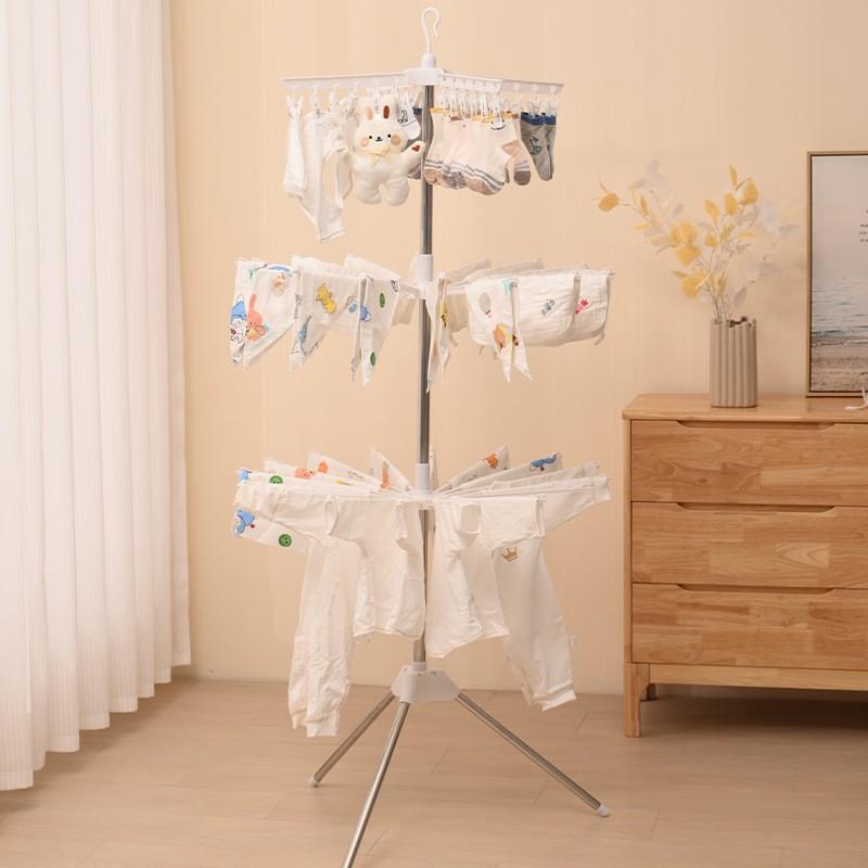 家用婴儿晾衣架落地凉衣杆折叠晒袜子架子宝宝尿布新生儿晒衣架