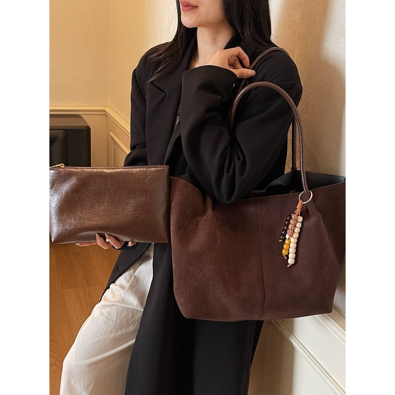 日本品质秋冬新款美拉德发风女包包百搭通勤子母单肩包软皮慵懒风