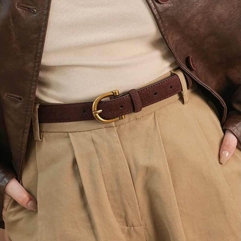 日本品质真皮腰带女装饰牛仔裤西装简约复古小金扣韩版时尚ins风