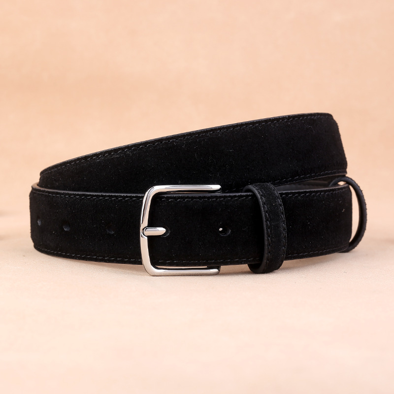日本品质绒面牛皮女式腰带休闲裤牛仔裤裙子装饰针扣女高级感皮带