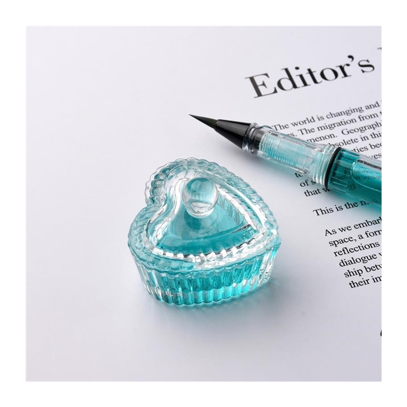 笔洗蘸水笔用试色玻璃笔手工八角杯彩色墨水玻璃试色杯