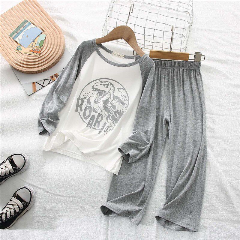 夏天儿童男款睡衣夏季10一12十岁男唾衣男孩空调房家俱服夏装长袖