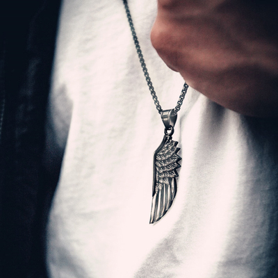 Hot Fashion Feather Men Pendant Necklace Punk Vintage Stainl