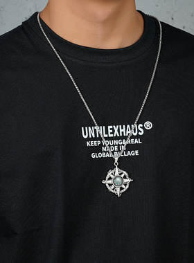 百搭蹦迪个性男士项链吊坠ins嘻哈钛钢挂件卫衣链女潮配饰装饰品