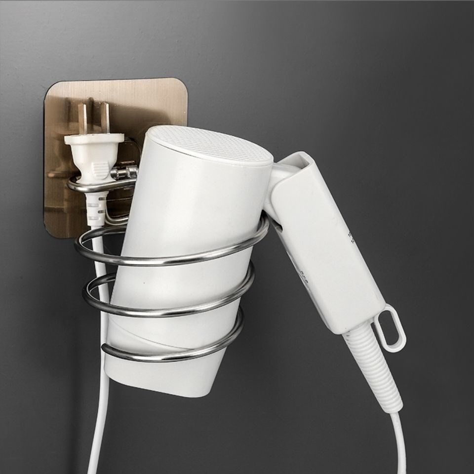 不锈钢吹风机架盆桶架免打孔壁挂家用浴室特厚挂钩电吹风筒架子