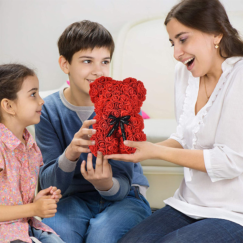 Gifts for Mom Rose Bear 25Cm/40Cm Artificial Flowers Rose Te