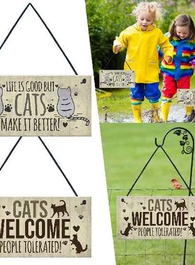 New In Free Shiping Wooden Sign Cat Tag Rectangular Wood