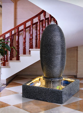 流水景观摆件新款室内装饰欧式灯光水幕球招财蛋乔迁送礼