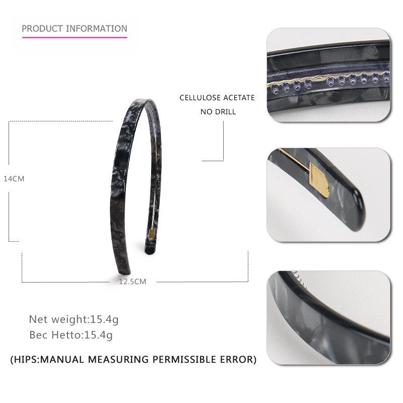 Headband simple vintage acetic acid plate hairband hair acc