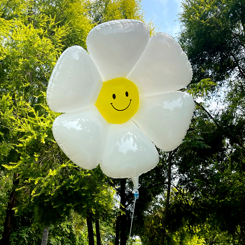 大号太阳花朵黄笑脸小雏菊铝膜气球儿童生日布置派对装饰拍照道具