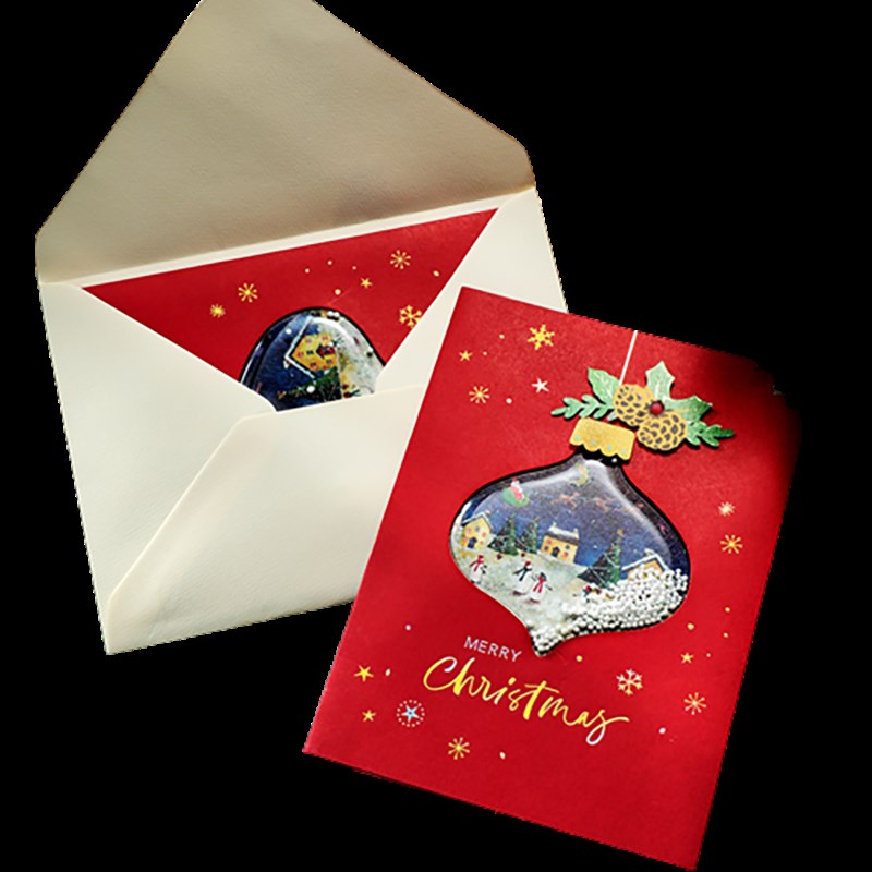 创意3d立体贴件圣诞节贺卡商务祝福感谢小卡片平安夜礼物留言定制