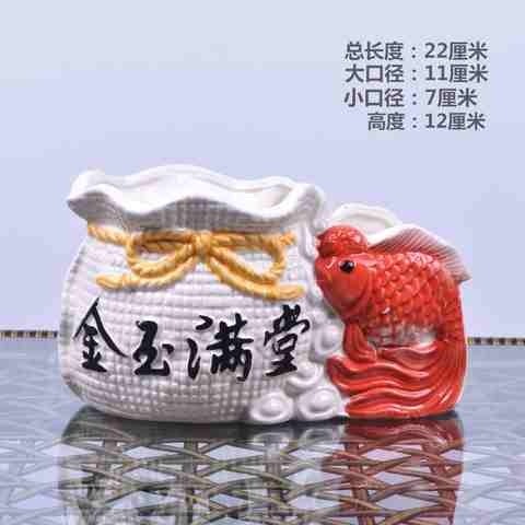 发财树文竹吊兰陶瓷花盆大号欧式个性创意复古连体双口室内多肉盆